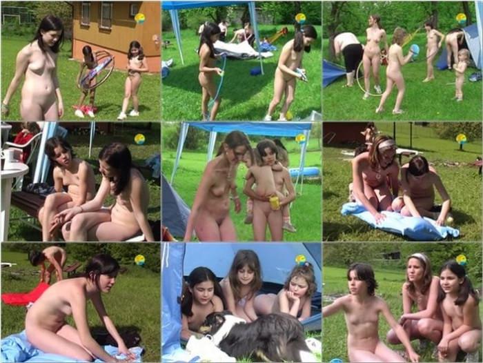 Girls nudists twist the hoop in nature - camping nudists in nature video Naturist Freedom [Nudity collection]